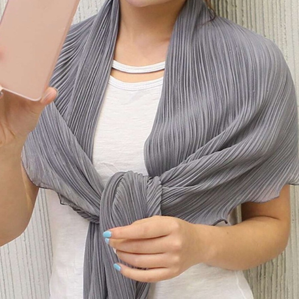 🆕 Pleated Chiffon Sunshade Shawl - Picture 6 of 6